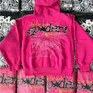 pink sp5der hoodie